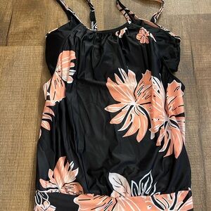 Floral Black and Pink Women's Swimsuit top